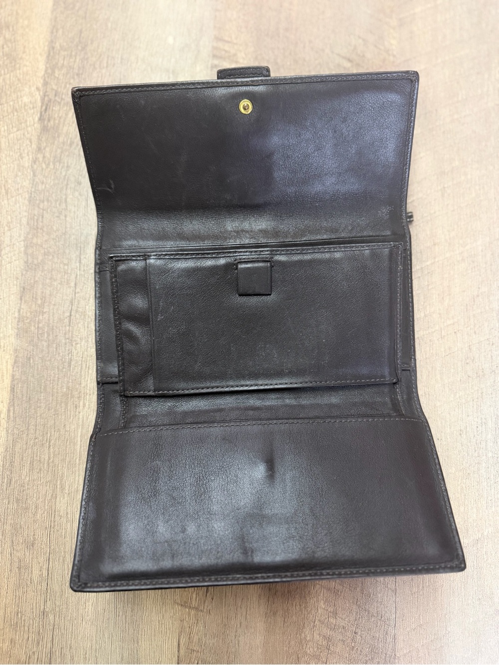 Coach Brown Signature Continental Wallet with Gold-Tone Buckle - Picture 4 of 5